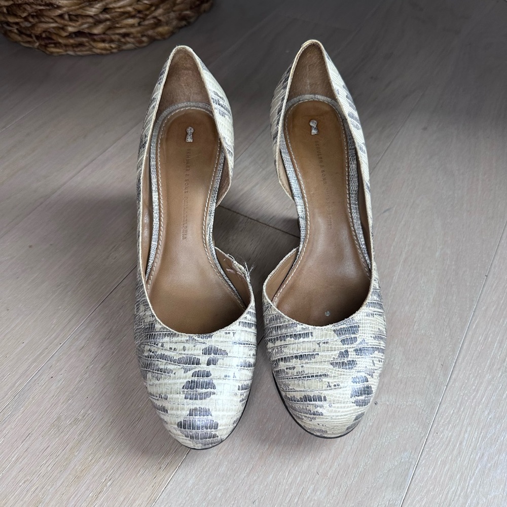 Schuler & Sons Philadelphia (Anthropologie) Leather Carved Wood Heels, S…